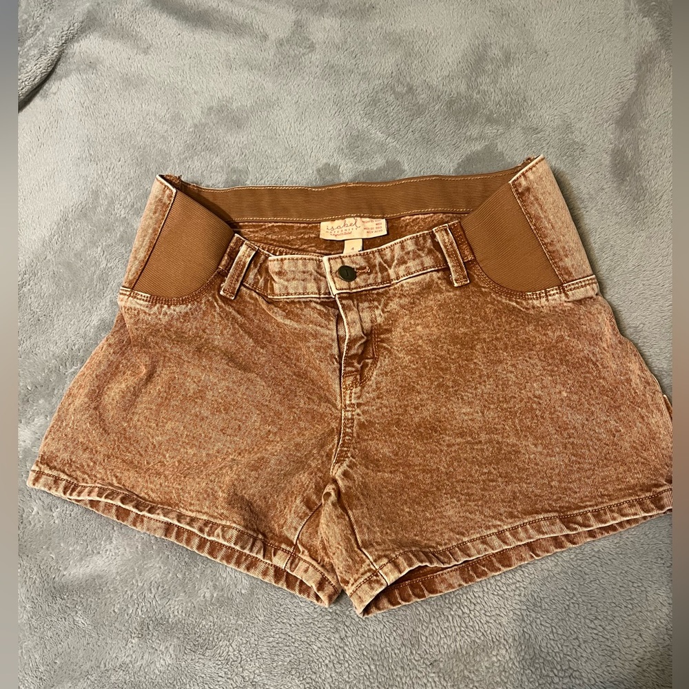 Isabel Maternity by Ingrid & Isabel Brown Washed Denim Maternity Shorts